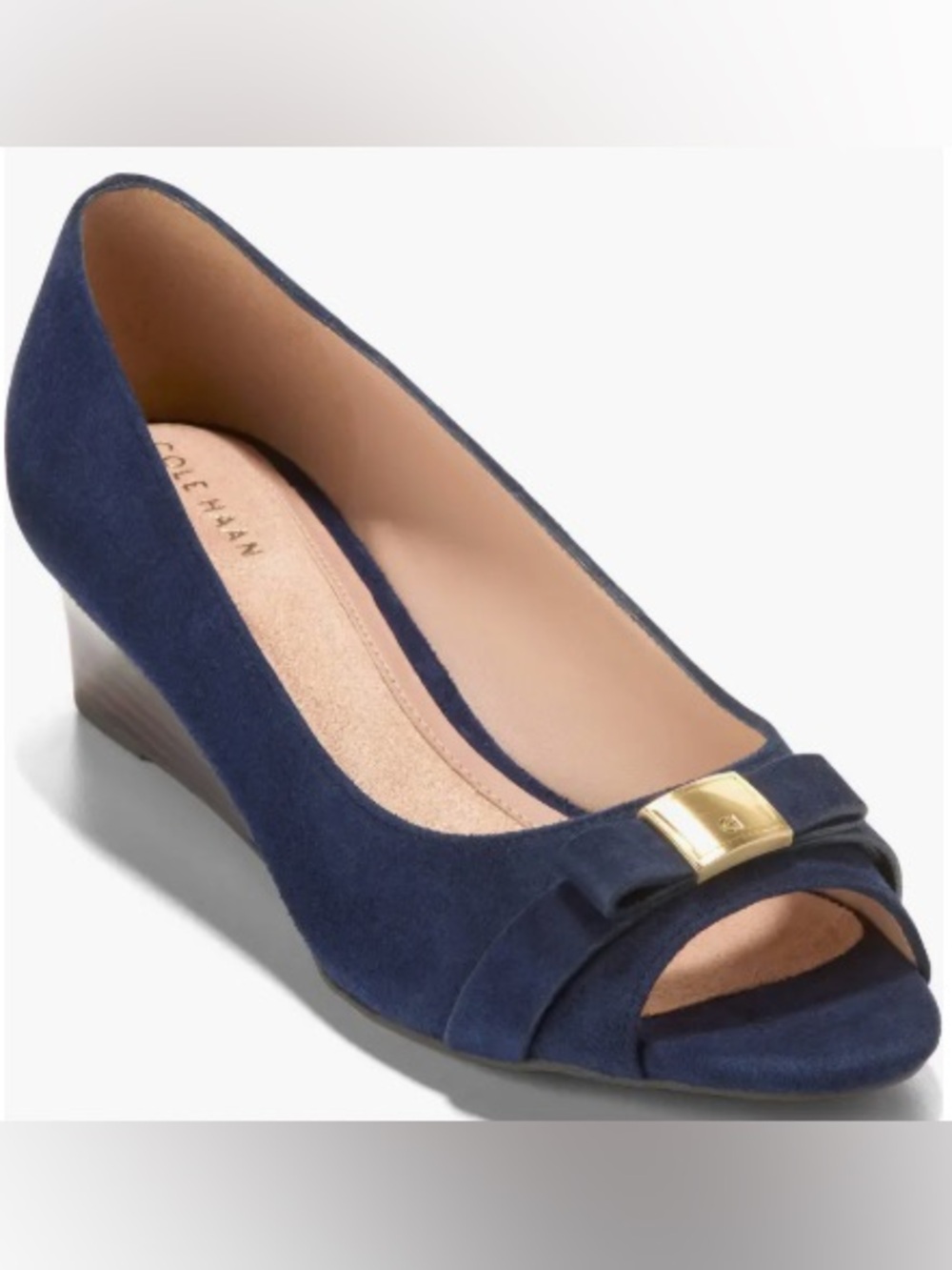Cole Haan Go-To Malta Bow Peep Toe Wedge Pump